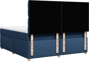 vidaXL Κρεβάτι Boxspring με Στρώμα Μπλε 180x200 εκ. Υφασμάτινο