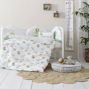 Σεντόνια Βρεφικά Safari Friends (Σετ 3τμχ) White-Green Nima Cradle 120x170cm 100% Βαμβάκι