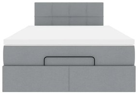 vidaXL Οθωμανικό κρεβάτι με στρώμα & LEDs Ανοιχτό γκρι Ύφασμα