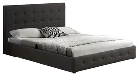 Double bed with storage space Cankere black pu 160x200cm 170x213x103 εκ.