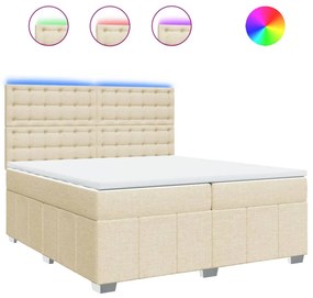 Κρεβάτι Boxspring με Στρώμα Κρεμ 200x200 εκ. Υφασμάτινο - Κρεμ