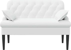 vidaXL Love seat με κουμπιά Λευκό 111 x 68 x 80 εκ. Ύφασμα