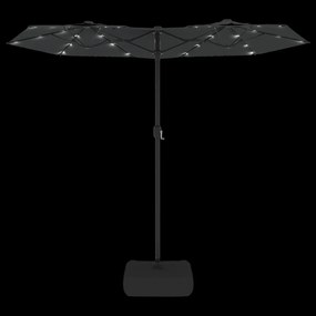 vidaXL Ομπρέλα Κήπου με Διπλή Κορυφή και LED Ανθρακί 316 x 145 εκ.