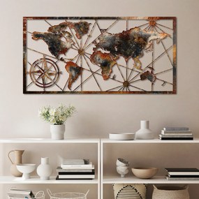 Decorative Metal Wall Accessory World Map Large - 3 Multicolor