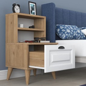 Stewehome Κομοδίνο ξύλινο με ράφια και συρτάρι 45x40x74.4 cm