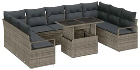 vidaXL Σετ Καναπέ Κήπου με αποθήκευση 10 pcs Γκρι Πολυ ράταν