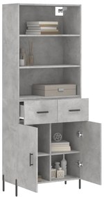 vidaXL Ντουλάπι Γκρι Σκυροδέματος 69,5x34x180 εκ. Επεξεργασμένο Ξύλο