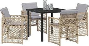 vidaXL Σέτ φαγητού για κήπο 5 pcs Μπεζ συνθετικό ρατάν