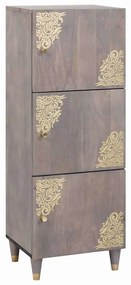 vidaXL Highboard Γκρι και Χρυσό 40 x 33.5 x 110 εκ Μασίφ ξύλο μάνγκο