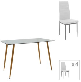 Τραπεζαρία Cuba-Parker pakoworld σετ 5τεμ sonoma-λευκό 120x80x75εκ