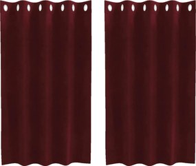 vidaXL Κουρτίνες συσκότισης 2 τμχ. Κόκκινο 140 x 140 cm Βελούδο