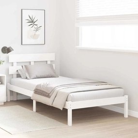 vidaXL Σκελετός Κρεβατιού Λευκό 75 x 190 cm Μασίφ ξύλο πεύκου