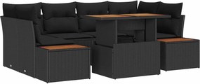 vidaXL Σετ Καναπέ Κήπου με αποθήκευση 7 pcs Μαύρο Πολυ ράταν