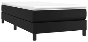 vidaXL Κρεβάτι Boxspring με Στρώμα Μαύρο 90x200εκ. από Συνθετικό Δέρμα