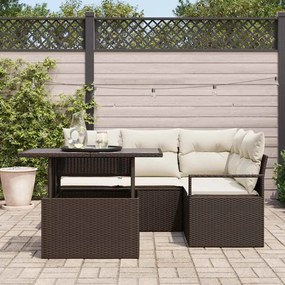 vidaXL Σετ Καναπέ Κήπου με αποθήκευση 5 pcs Καφέ Πολυ ράταν