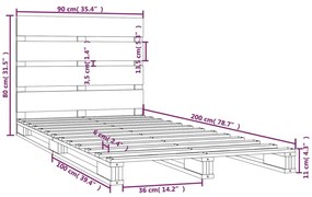 ΠΛΑΙΣΙΟ ΚΡΕΒΑΤΙΟΥ 90 X 200 ΕΚ. ΑΠΟ ΜΑΣΙΦ ΞΥΛΟ ΠΕΥΚΟΥ 3120117