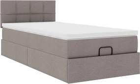 vidaXL Οθωμανικό κρεβάτι με στρώμα &amp; LEDs Taupe 90x200 cm ύφασμα