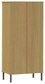 vidaXL Βιβλιοθήκη OSLO με 2 Συρτάρια Καφέ 60x35x128,5 εκ. Μασίφ Ξύλο