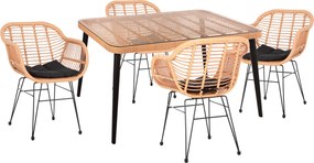ΣΕΤ ΕΞΩΤ.ΧΩΡΟΥ 5ΤΜΧ ALLEGRA HM21027 ΣΕ ΜΠΕΖ & ΜΑΥΡΟ ΧΡΩΜΑ WICKER-ΜΕΤΑΛΛΟ