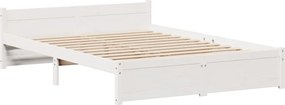 vidaXL Πλαίσιο Κρεβατιού Κεφαλάρι Λευκό 150x200εκ Μασίφ Πεύκο
