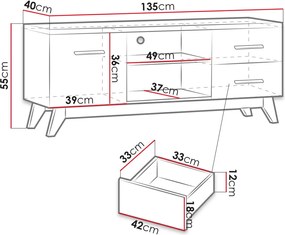 Έπιπλο τηλεόρασης Sven - 135.00Χ40.00Χ55.00cm
