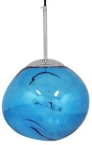 01463 GloboStar® GLOBOSTAR® DIXAR 01463 Μοντέρνο Κρεμαστό Φωτιστικό Οροφής με Ντουί 1 x E27 AC 220-240V IP20 - Μπλε & Ασημί - Μ28 x Π28 x Υ40cm