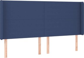 vidaXL Κρεβάτι Boxspring με Στρώμα Μπλε 200x200 εκ. Υφασμάτινο