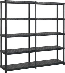 vidaXL Ραφιέρα Αποθήκευσης 5 Επιπέδων Μαύρη 170 x 40 x 185 εκ Πλαστική