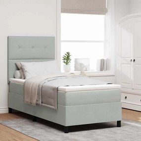 vidaXL κρεβάτι Box Spring  με στρώμα Ανοιχτό γκρι 80x200 εκ. Βελούδο