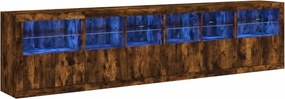vidaXL Μπουφές με LED Καπνιστή Δρυς 283 x 37 x 67 εκ.