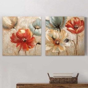 Πίνακες σε καμβά &quot;Flowers&quot; Megapap 2 τμχ. ψηφιακής εκτύπωσης 103x50x3εκ.