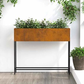 vidaXL Υψωμένη Γλάστρα Κήπου Σκ rusty 100 x 26 x 82 εκ Ατσάλι