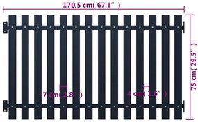 vidaXL Πάνελ Περίφραξης Ανθρακί 178x75 εκ. Ατσάλι με ηλεκτροστατική βαφή πούδρας