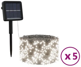 vidaXL Λαμπάκια Ηλιακά Εξωτ./Εσωτ. Χώρου 5 τεμ. Ψυχρό Λευκό 5x200 LED