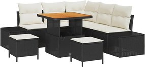 vidaXL Σετ Καναπέ Κήπου με μαξιλάρι 8 pcs Μαύρο Πολυ ράταν