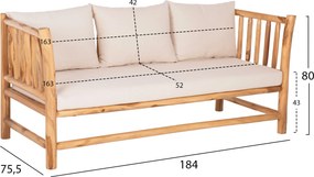 ΣΕΤ ΣΑΛΟΝΙ 4ΤΜΧ EDDARD HM9340 ΑΠΟ ΜΑΣΙΦ ΞΥΛΟ TEAK  ΦΥΣΙΚΟ - ΛΕΥΚΟ