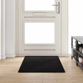vidaXL Δερμάτινο Χαλί Μαύρο 80 x 200 cm 100% Πολυπροπυλένιο Τούφτα