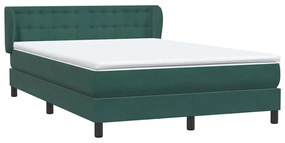 vidaXL Κρεβάτι Boxspring με Στρώμα Σκούρο Πράσινο 140x210εκ. Βελούδινο