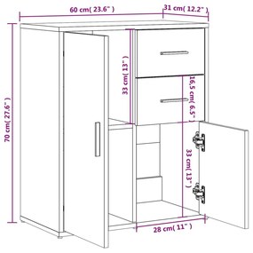 Βοηθητικά Ντουλάπια 2 τεμ. Καφέ Δρυς 60x31x70εκ. Επεξεργ. Ξύλο - Καφέ