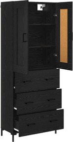 vidaXL Highboard με συρτάρι 2 pcs Μαύρη Οξυά Επεξεργασμένο ξύλο