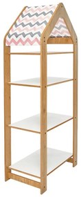 Ραφιέρα Montessori Zoilen II φυσικό-λευκό-ροζ mdf 50x30x120εκ 50x30x120 εκ.