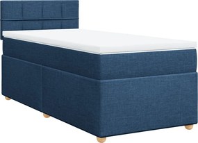 vidaXL Κρεβάτι Boxspring με Στρώμα Μπλε 100 x 200 εκ. Υφασμάτινο