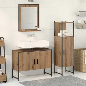 vidaXL Σετ Επίπλων Μπάνιου με αποθήκευση 3 pcs Καφέ 33 x 33 x 102.5 εκ