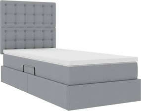 vidaXL Κρεβάτι με αποθηκευτικό χώρο και στρώμα Ανοιχτό γκρι ύφασμα