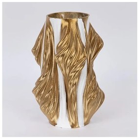 Βάζο Πορσελάνινο 3d Λευκό & Χρυσό 18x18x28cm 752-21103 Estheti-752-21103-Λευκό-Χρυσό 752-21103