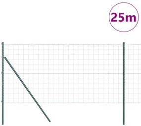 vidaXL Φράχτης  με 13 στήλες 1.2x25 μ γαλβανισμένο μέταλλο πράσινο