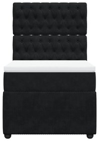 vidaXL Κρεβάτι Boxspring με Στρώμα Μαύρο 100x200 εκ. Βελούδινο
