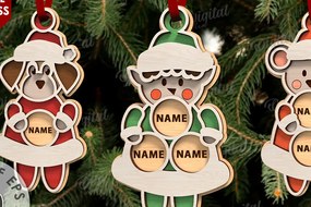 Intra απο ξύλο plywood 3mm-4mm πάχος 3 Οικογενειακά Χριστουγεννιάτικα Στολίδια Δίασταση 8x8 cm INTRAFABR-109883340