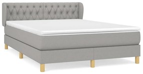 Κρεβάτι Boxspring με Στρώμα Ανοιχτό Γκρι 140x200 εκ. Υφασμάτινο - Γκρι