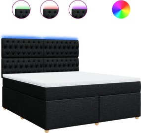 vidaXL Κρεβάτι Boxspring με Στρώμα Μαύρο 180x200 εκ. Υφασμάτινο